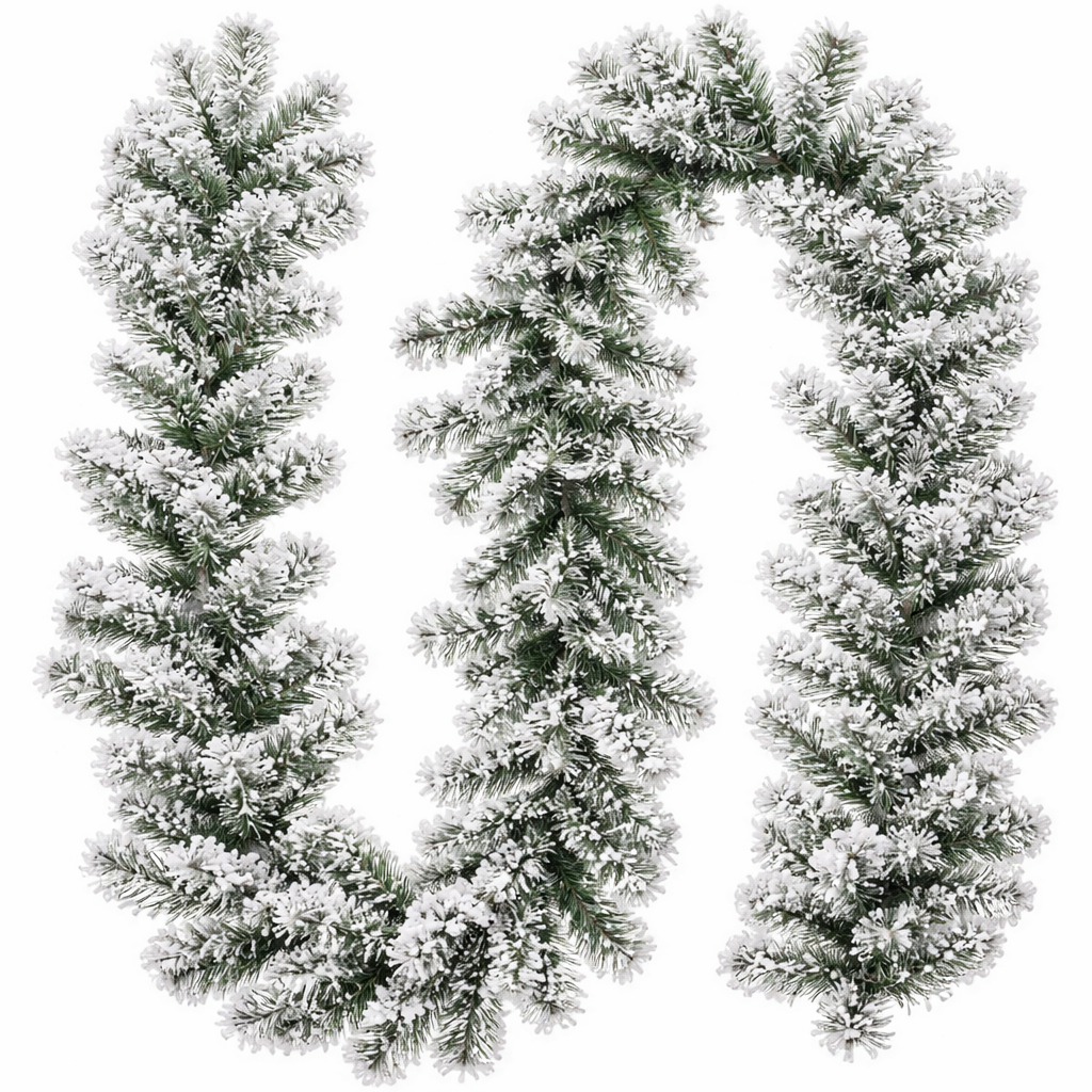 გირლანდა ნაძვის ტოტი დათოვლილი